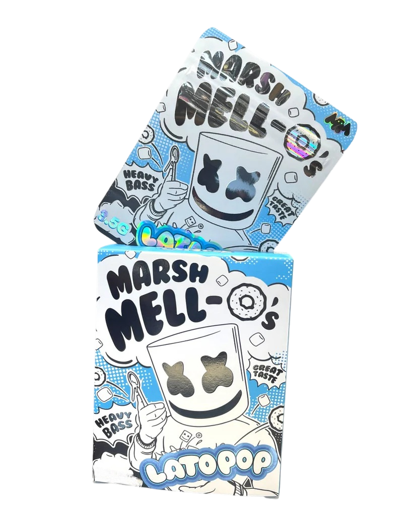 Lato Pop Marshmallow Mylar Bags with Boxes 3.5g Box Packaging Holographic