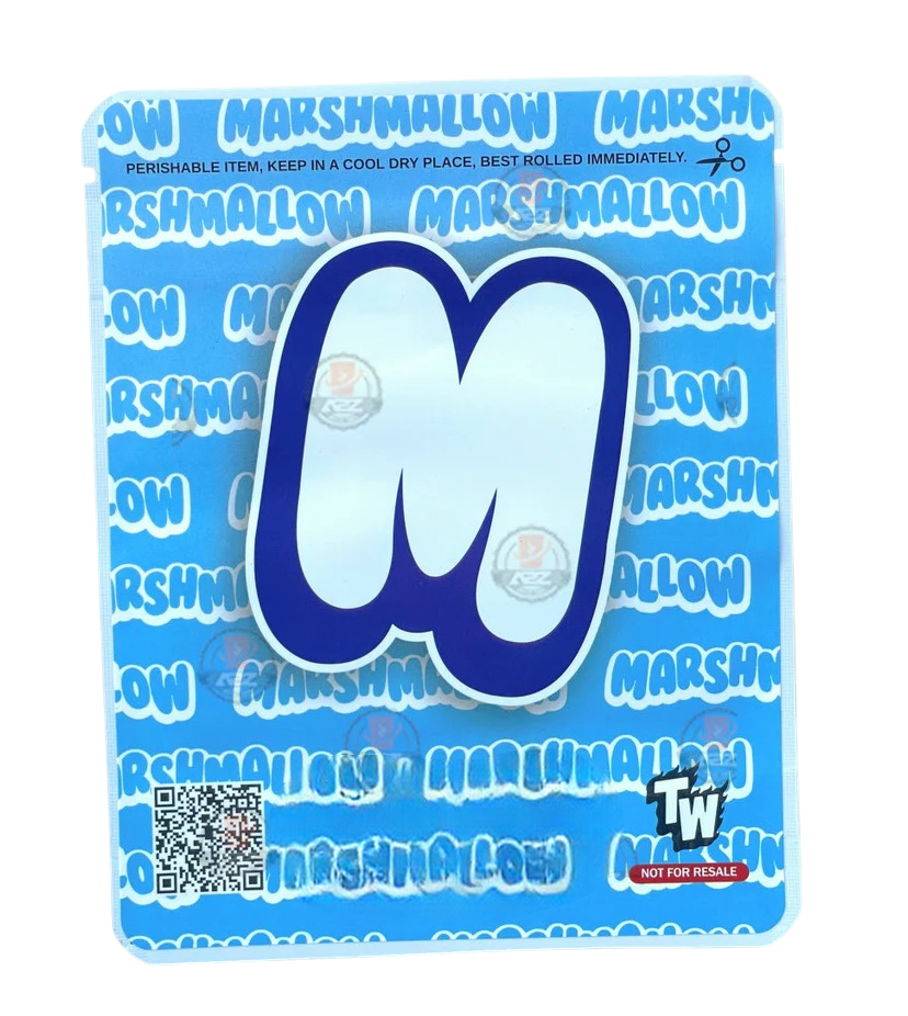 Sprinklez White Mystery Marshmallow 3.5G Mylar Bags -With stickers and label