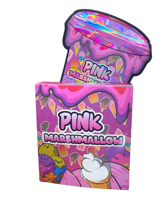 Pink Marshmallow Mylar Bags with Boxes 3.5g Box Packaging Holographic