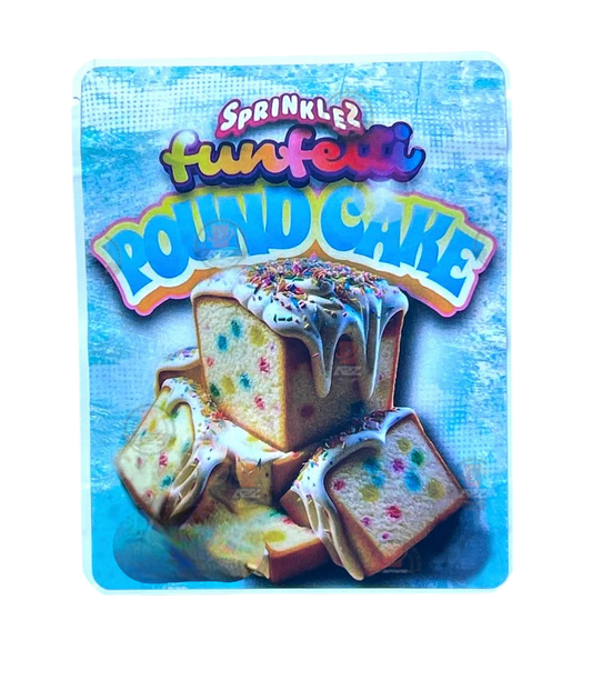 Sprinklez Funfetti Pound Cake 3.5G Mylar Bags -With stickers and label