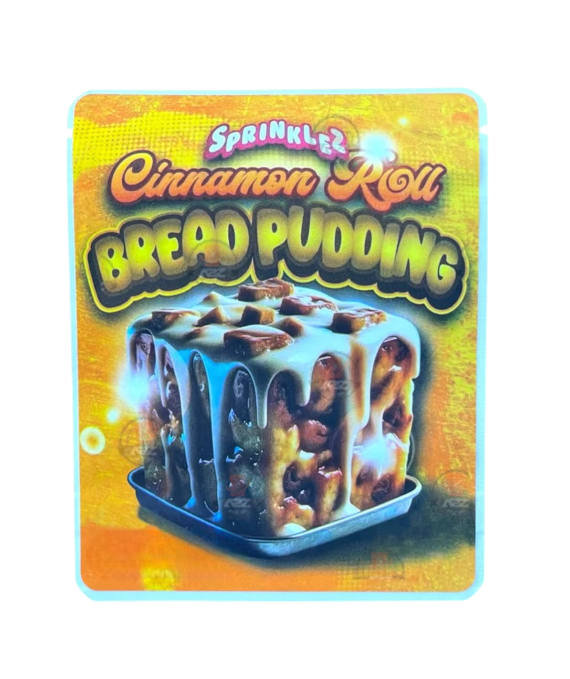 Sprinklez Cinnamon Roll Break Pudding 3.5G Mylar Bags -With stickers and label