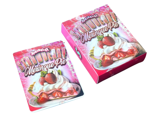 Sprinklez Strawberry Meringue Mylar Bags with Boxes 3.5g Box Packaging With stickers and label