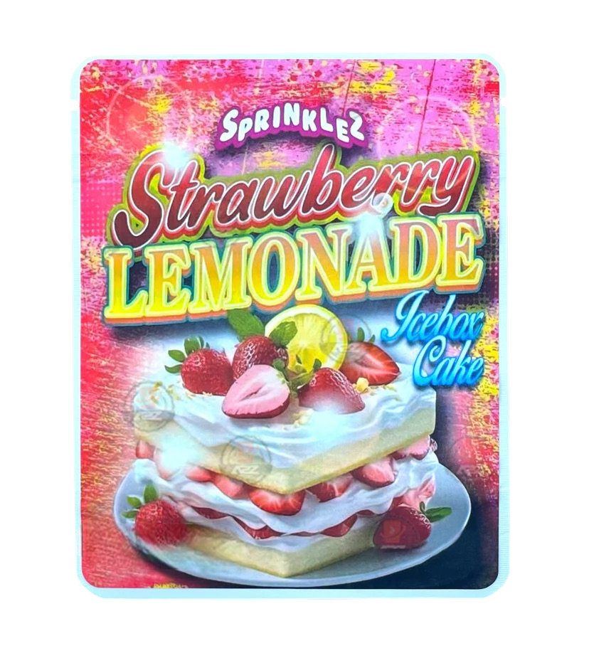 Sprinklez Strawberry Lemonade Icebox Cake 3.5G Mylar Bags -With stickers and label
